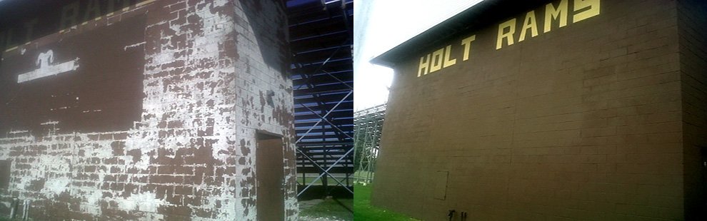 Commercial brickwork painting before and after images Commercial brickwork painting before and after images