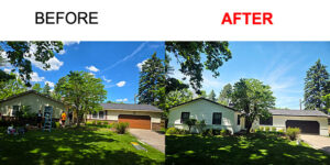 Old school (left) New school (right) for this refreshed old school house now someones nice home.